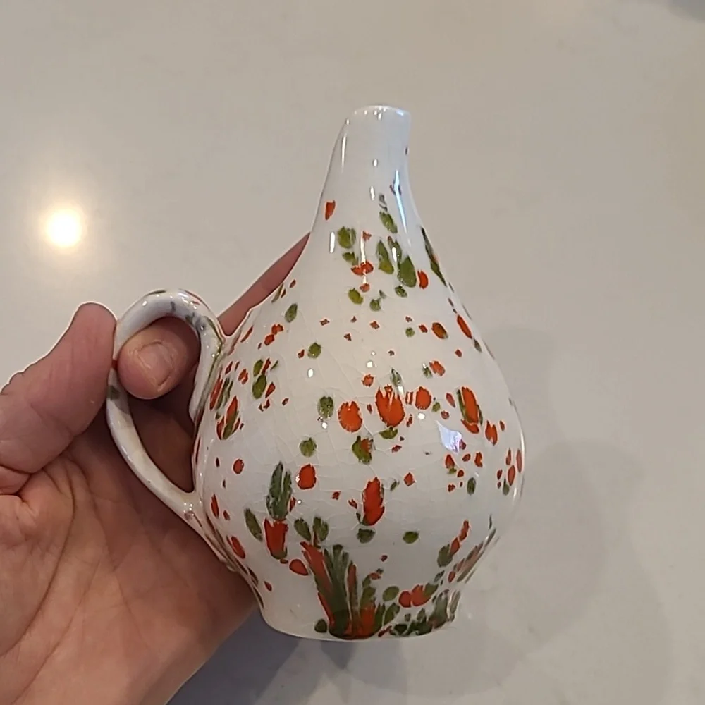 Floral White and Red Ceramic Vase Set